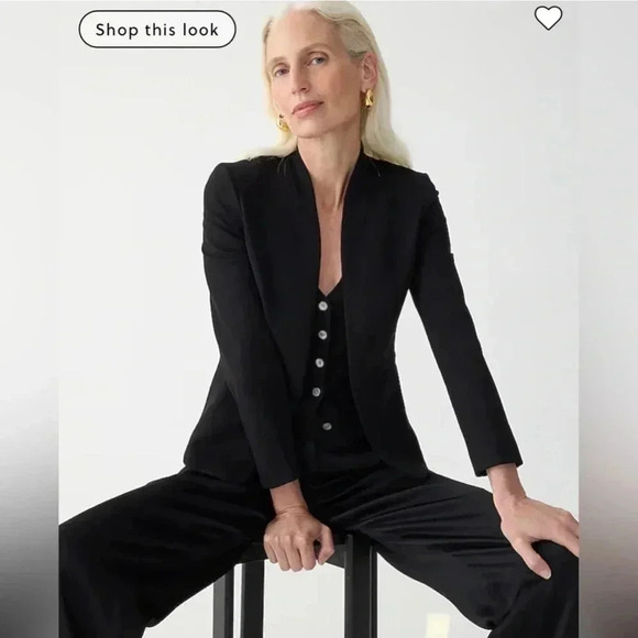 J. Crew 365 Black Stretch Twill Open Front Going Out Blazer Sz 4 - Picture 7 of 12